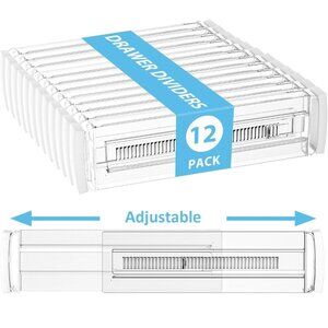 Pack of 12 Acrylic Drawer Dividers Adjustable Clear Organizers